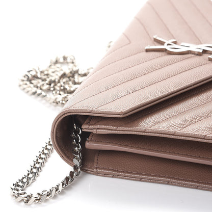 Saint Laurent Grain De Poudre Matelasse Chevron Monogram Chain Wallet Fard 12 of 13