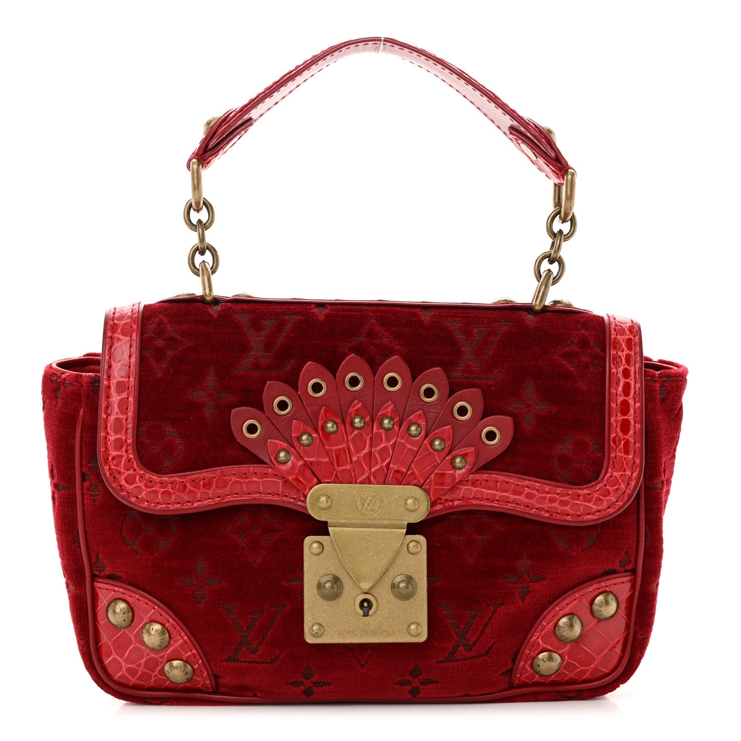 Louis Vuitton Monogram Velours Alligator Irvine Red 1 of 9