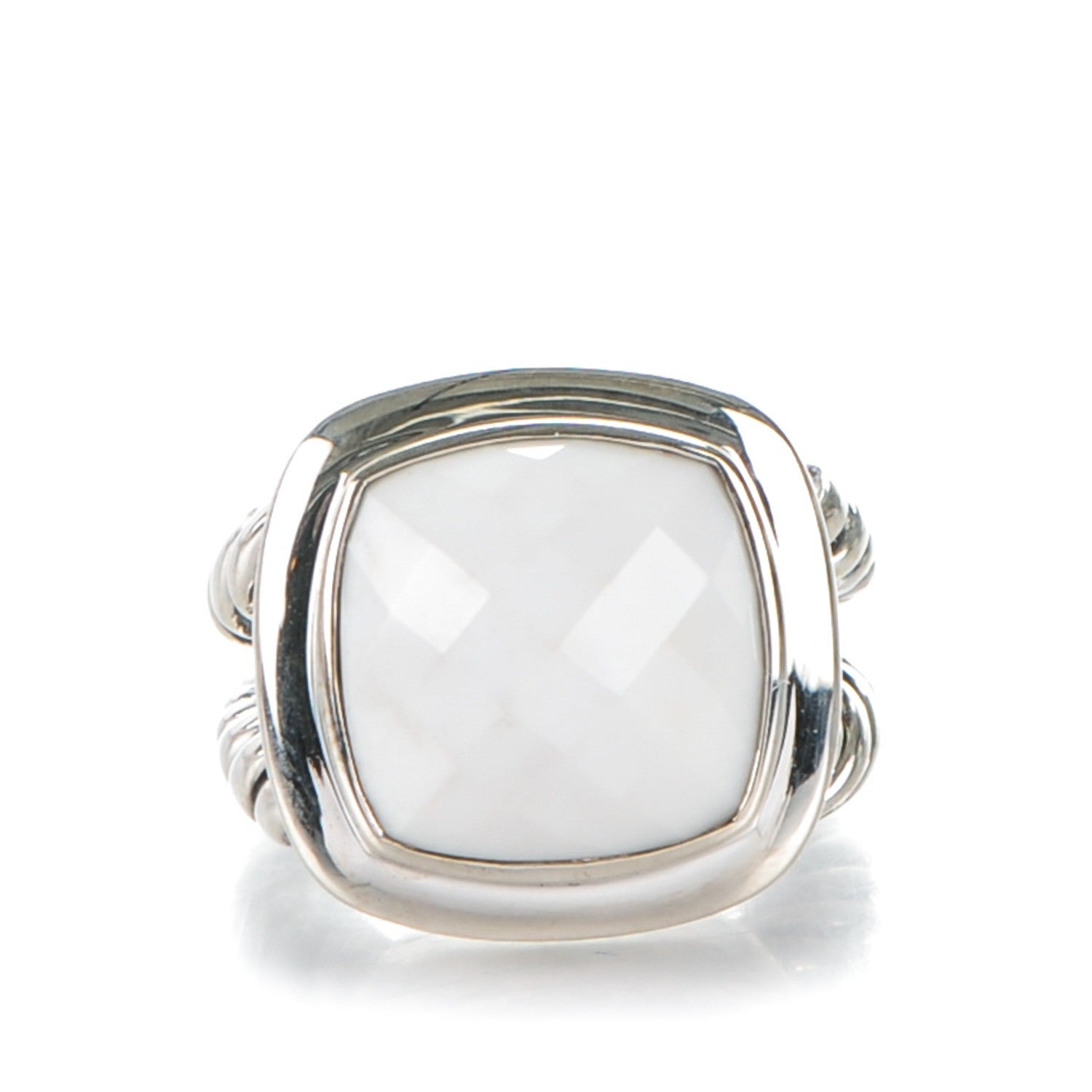David Yurman Sterling Silver White Agate 14mm Albion Ring 51.5 6 1 of 5