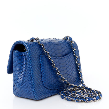 Chanel Snakeskin Mini Rectangular Flap Blue 3 of 11
