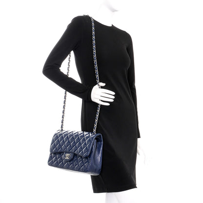 Chanel Caviar Quilted Jumbo Double Flap Navy Blue 2 of 9