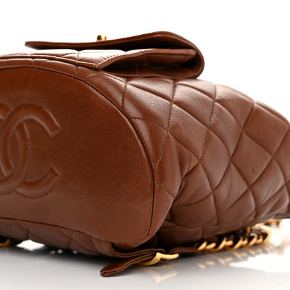 Chanel Lambskin Quilted Drawstring Backpack Brown 11 of 16