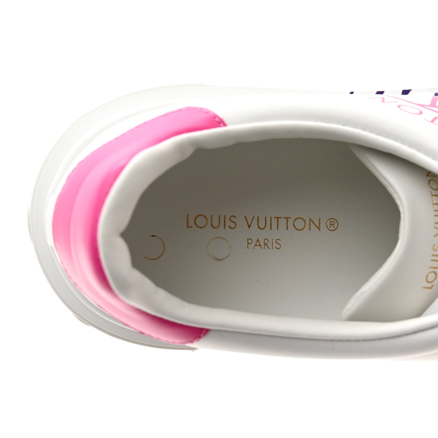 Calfskin LV Circle Printed Time Out Trainers 39.5 Fuchsia Pink