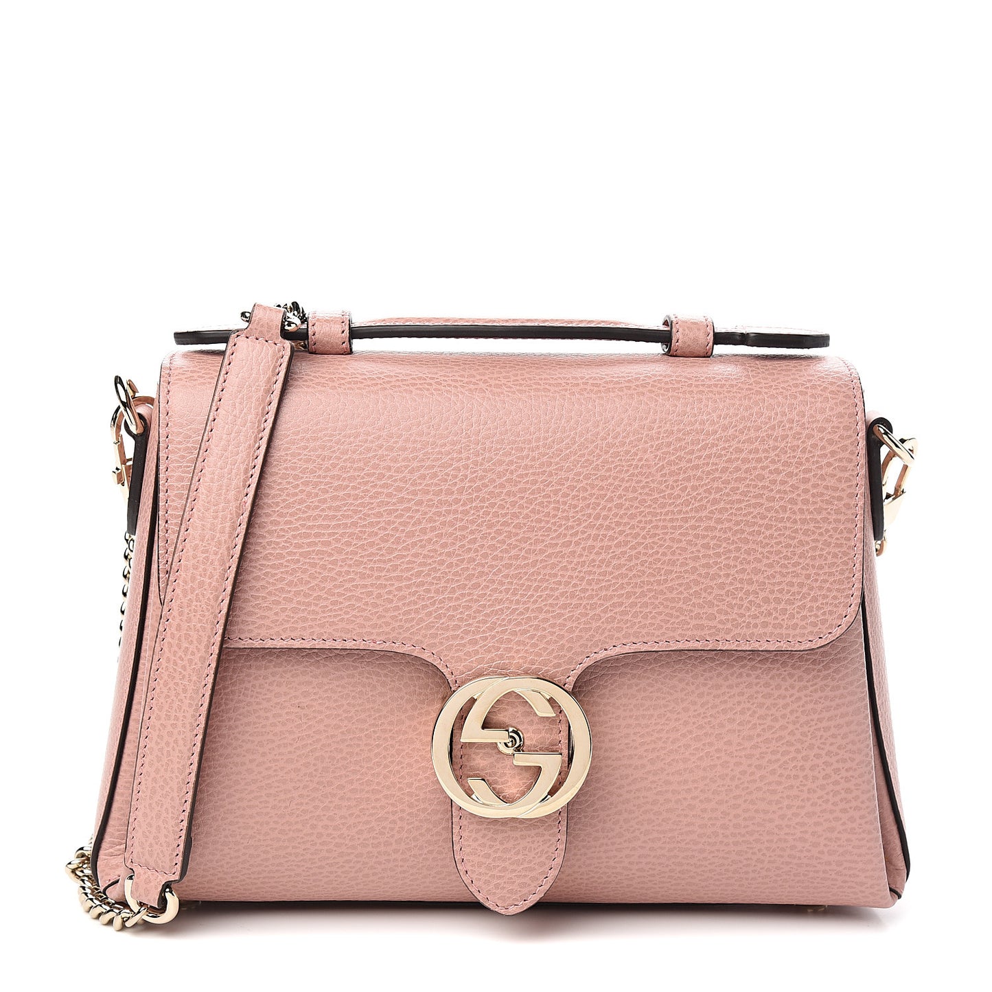 Dollar Calfskin Interlocking G Top Handle Shoulder Bag Soft Pink