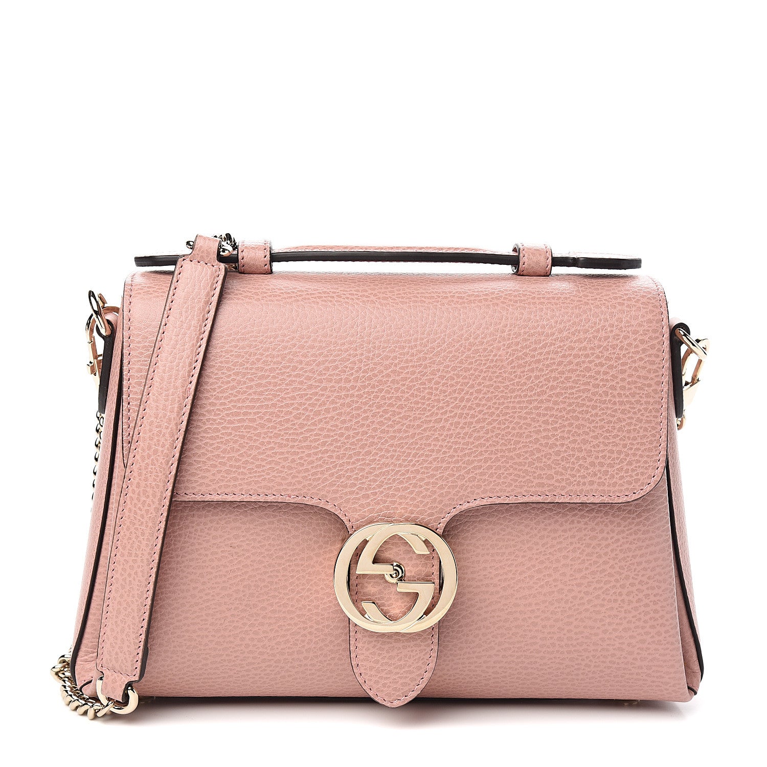 Gucci Dollar Calfskin Interlocking G Top Handle Shoulder Bag Soft Pink 1 of 9