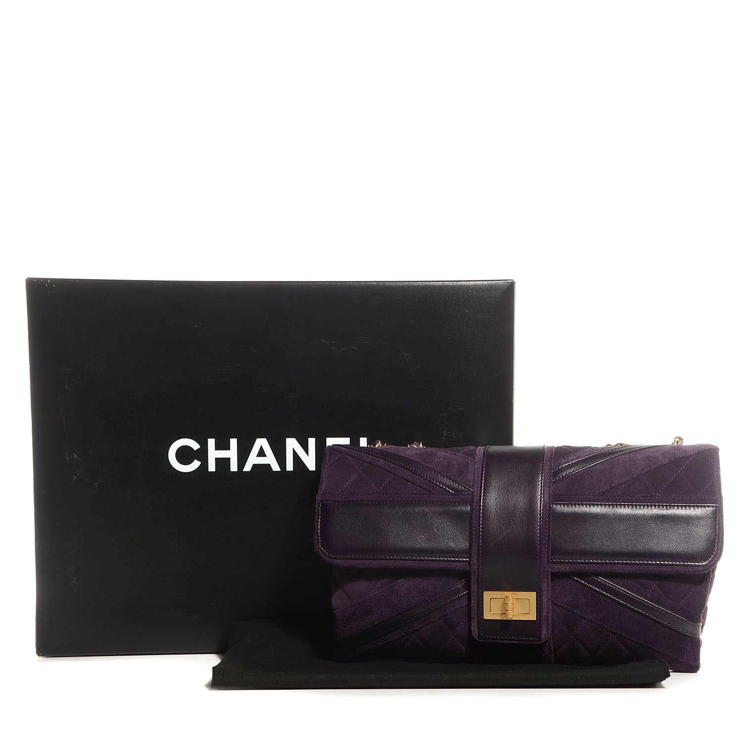 Chanel Suede Union Jack Jumbo Mademoiselle Flap Purple 9 of 9
