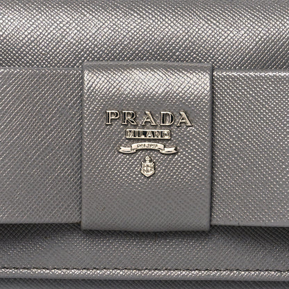 Prada Saffiano Fiocco Bow Continental Wallet Grey 8 of 10