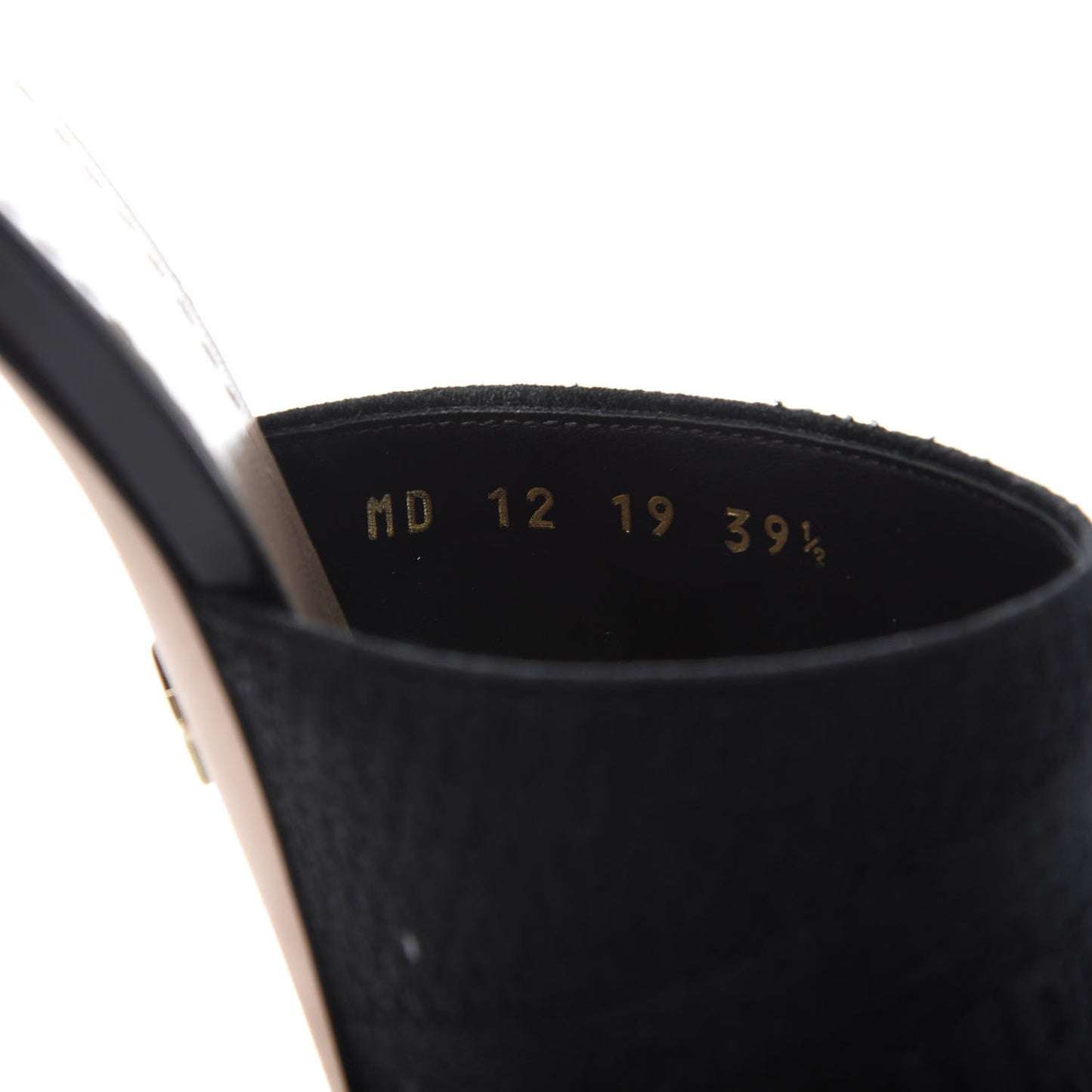 Cotton Embroidered D-Way Heeled Slide Sandal 39.5 Black