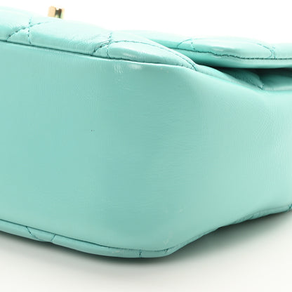 Chanel Shiny Lambskin Quilted Coco Trip Flap Bag Turquoise 10 of 10