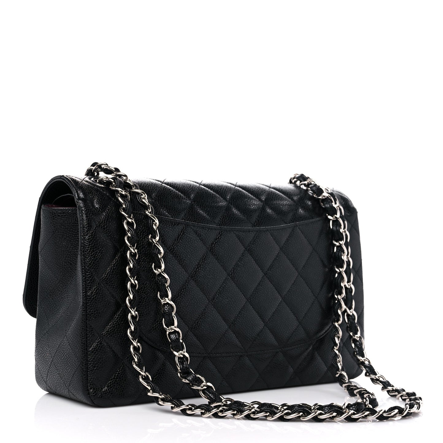 Caviar Quilted Jumbo Double Flap Black