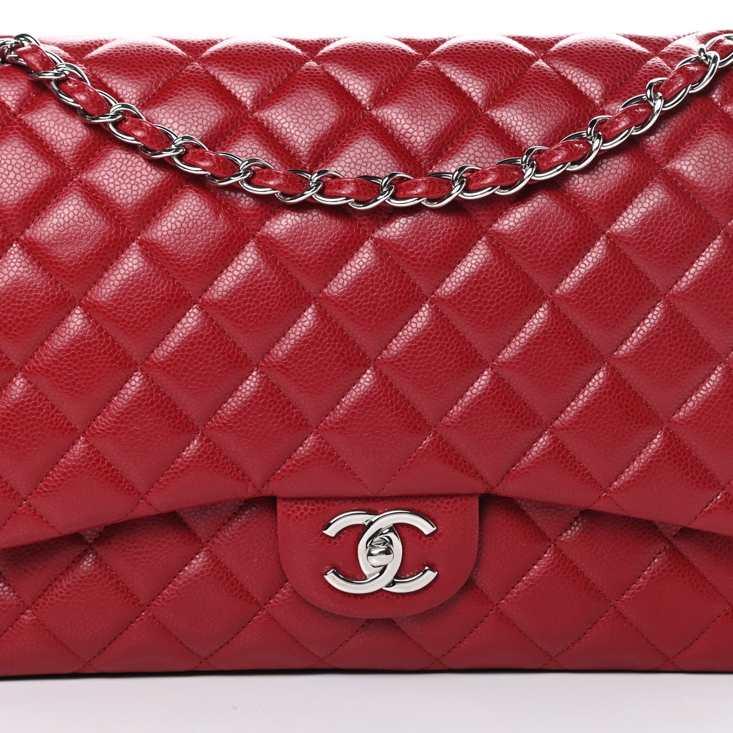 Caviar Quilted Maxi Double Flap Red