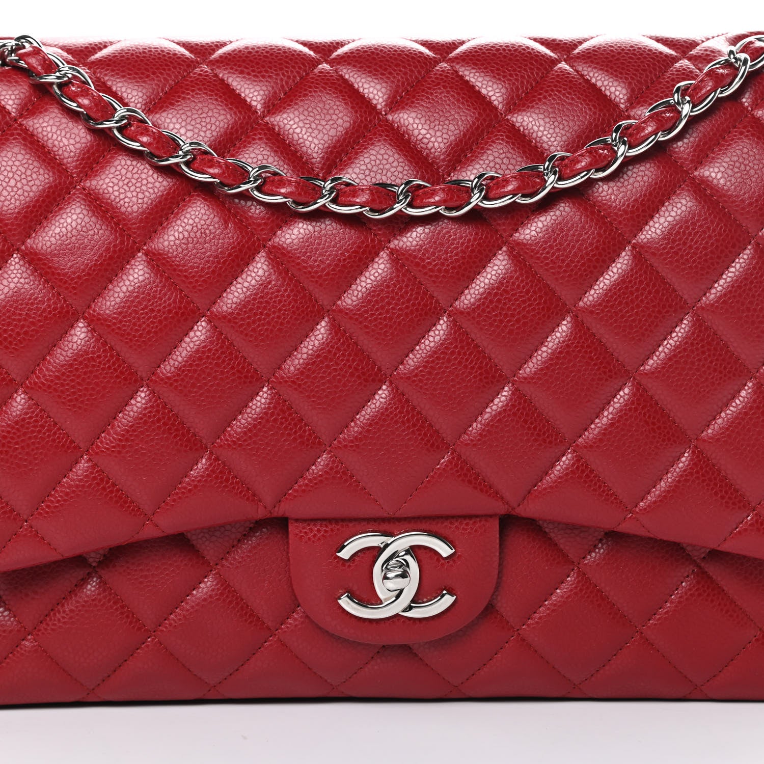 Chanel Caviar Quilted Maxi Double Flap Red 8 of 14