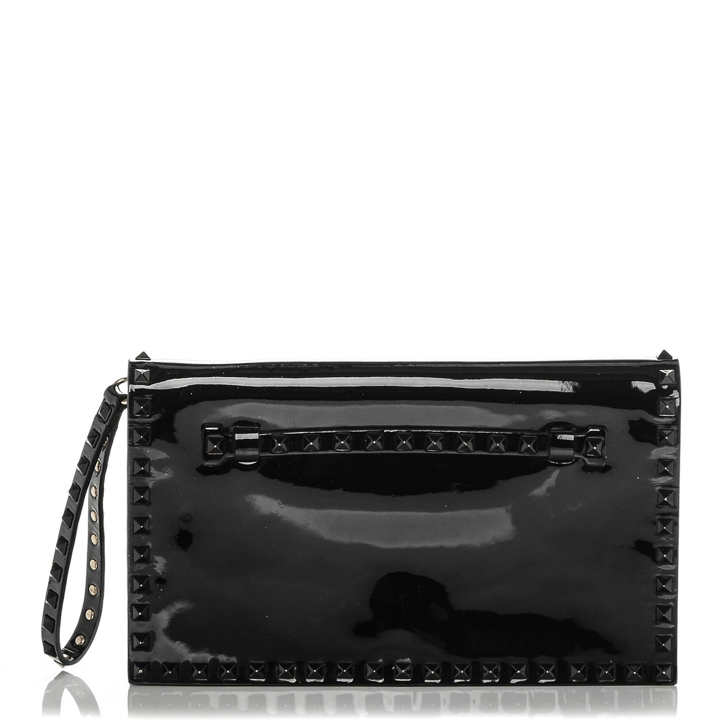Patent Rockstud Wristlet Clutch Black