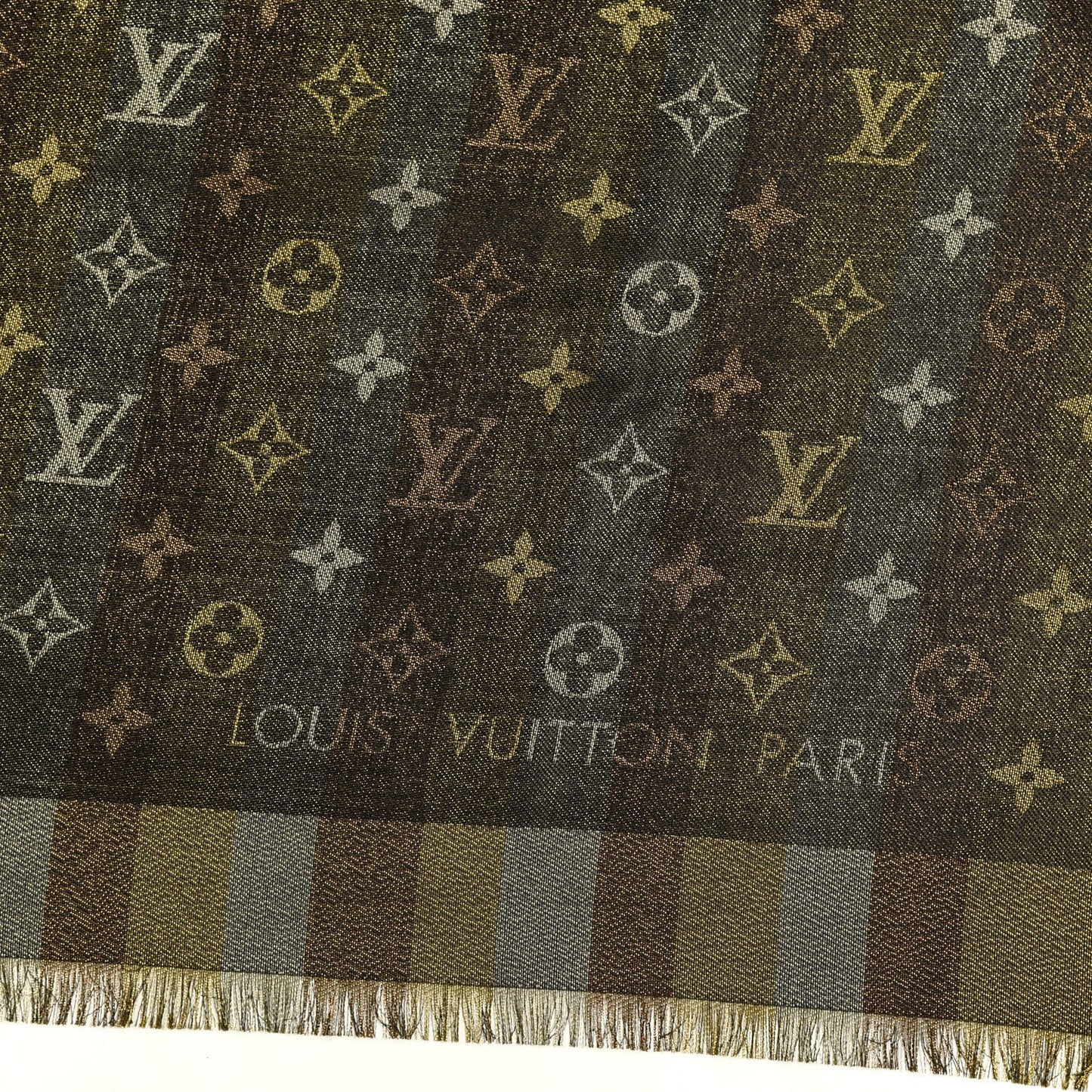 Silk Lurex Wool So Shine Monogram Shawl Black