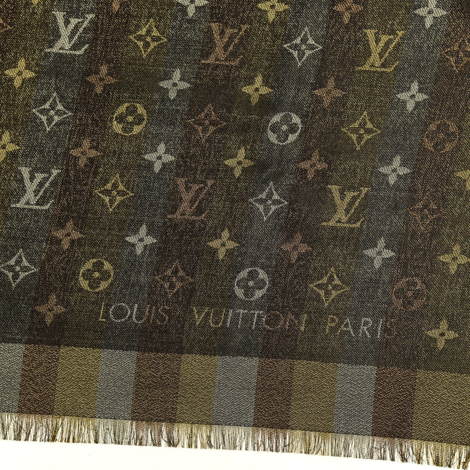 Louis Vuitton Silk Lurex Wool So Shine Monogram Shawl Black 2 of 3