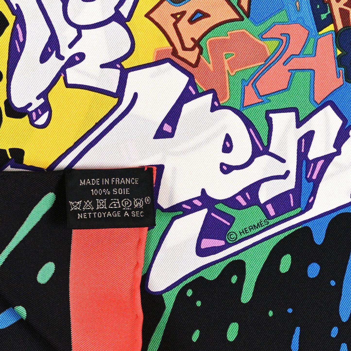 Silk Gavroche Graff Pocket Square Scarf Multicolor Black Jaune