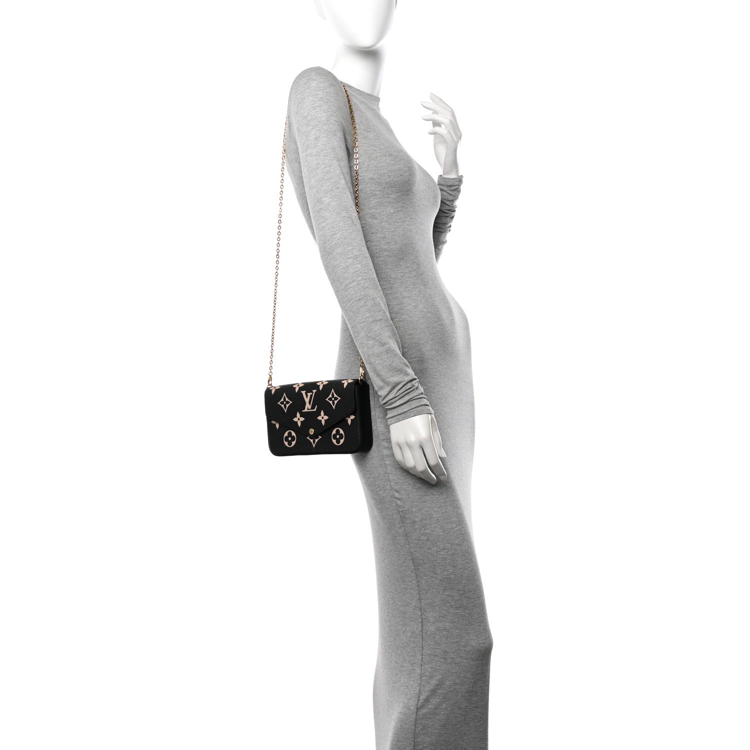 Louis Vuitton Empreinte Monogram Giant Felicie Pochette Black Beige 2 of 11