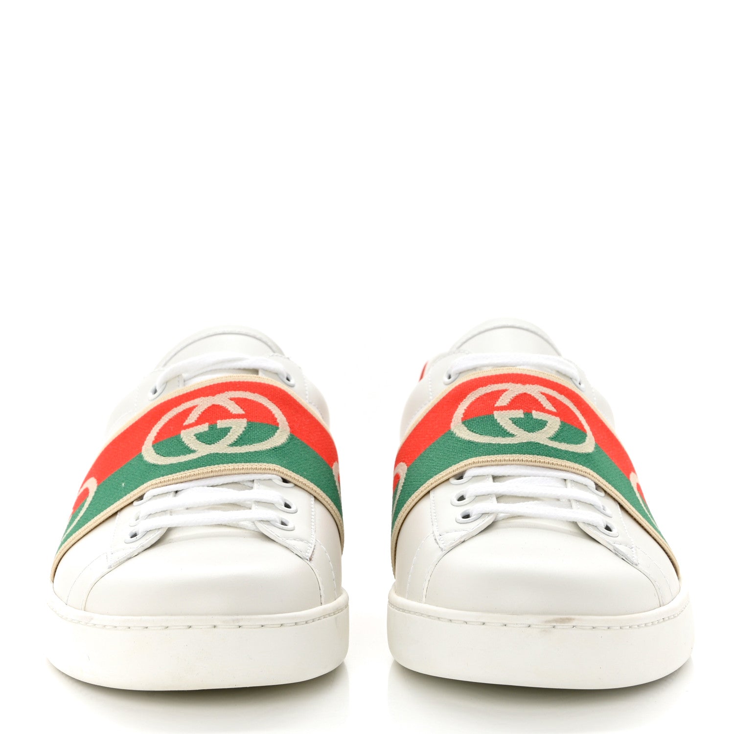 Gucci Calfskin Web Interlocking G Mens Ace Sneakers 8.5 White 2 of 8
