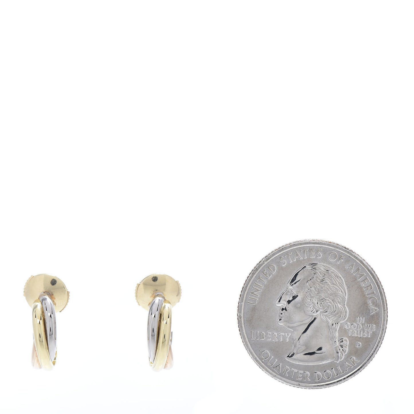 18K Pink Yellow White Gold 13mm Trinity Hoop Earrings