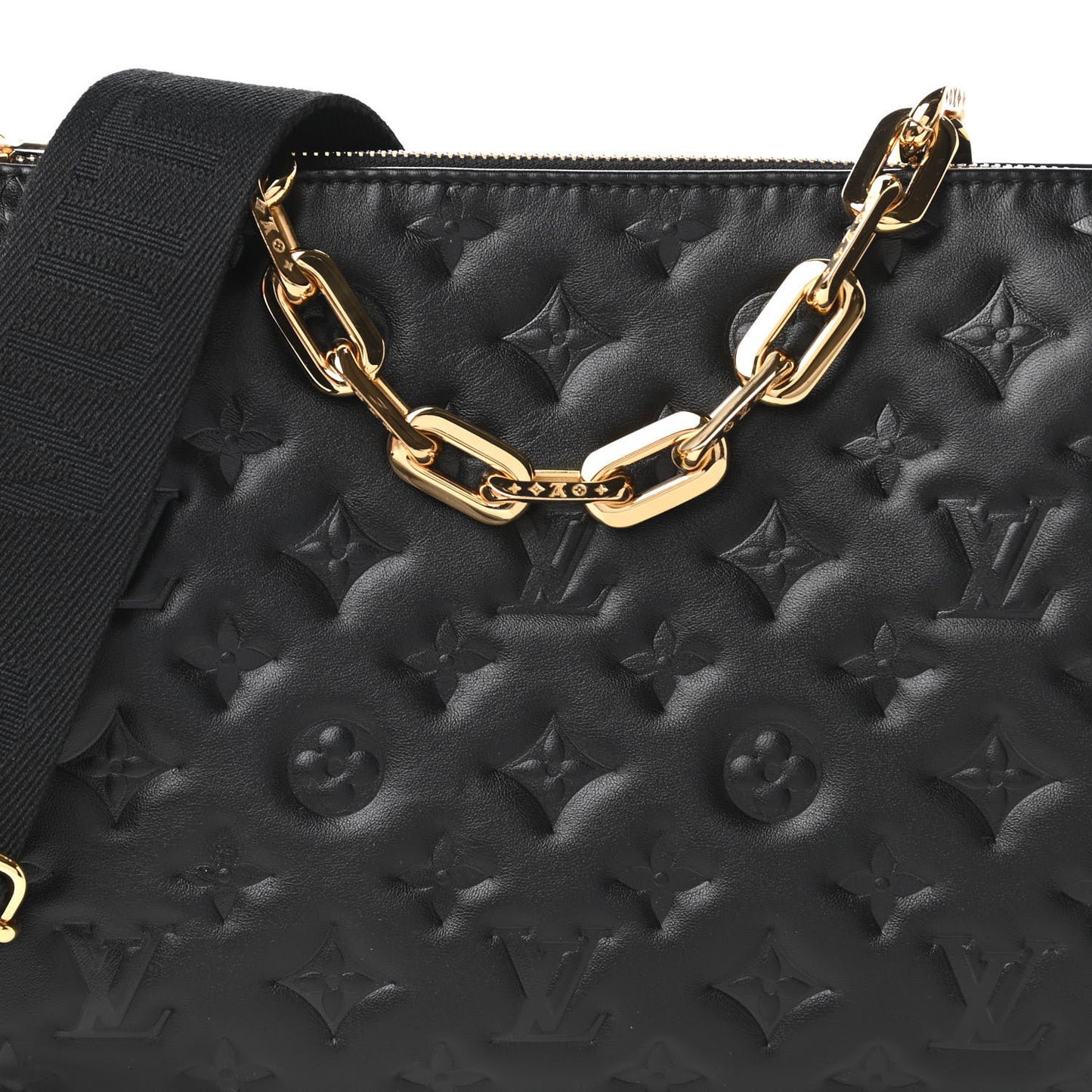 Lambskin Embossed Monogram Coussin PM Black