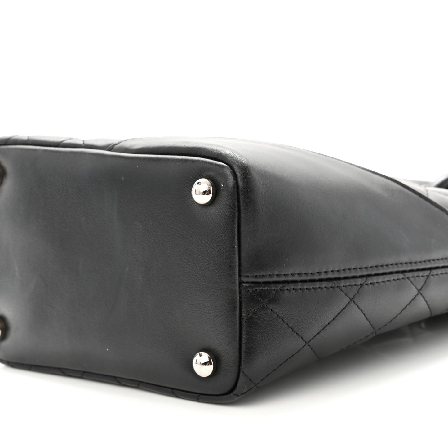 Calfskin Quilted Small Cambon Tote Black White