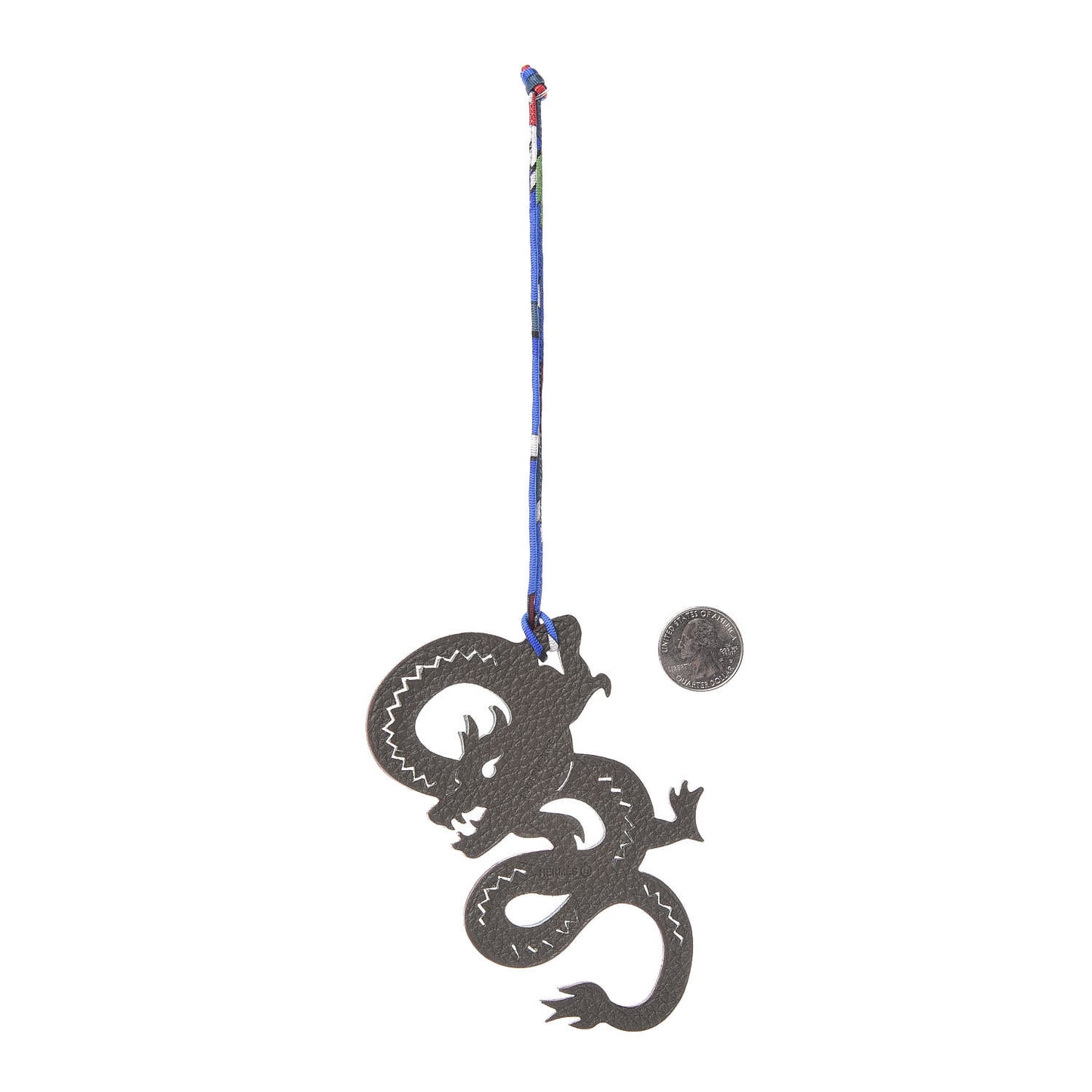Epsom Togo Petit H Dragon Bag Charm Bleu Indigo Etain