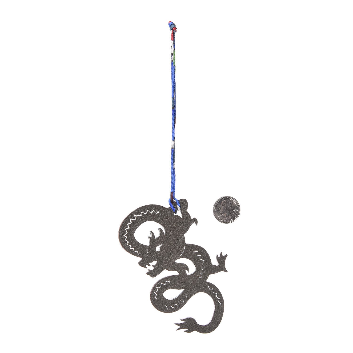 Hermes Epsom Togo Petit H Dragon Bag Charm Bleu Indigo Etain 2 of 5