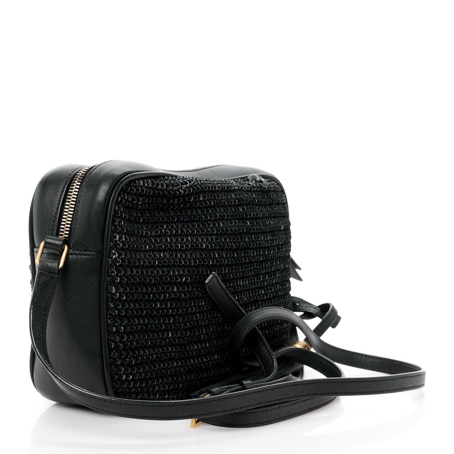 Saint Laurent Raffia Canvas Monogram Lou Camera Bag Black 3 of 12