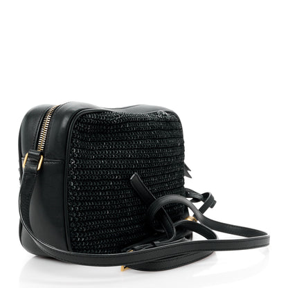 Saint Laurent Raffia Canvas Monogram Lou Camera Bag Black 3 of 12