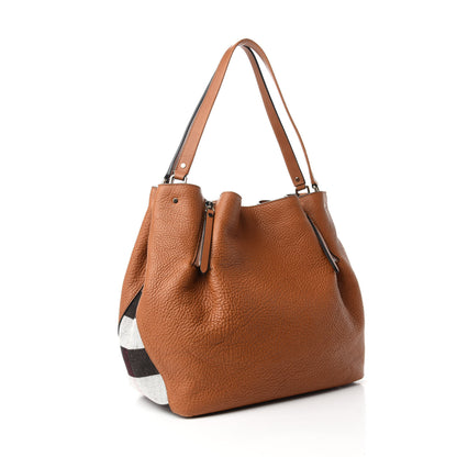 Burberry Grainy Calfskin House Check Medium Maidstone Saddle Brown 3 of 11