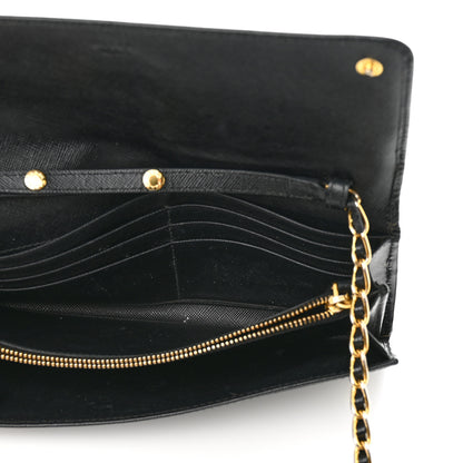 Prada Saffiano Metal Oro Chain Wallet Black 5 of 11