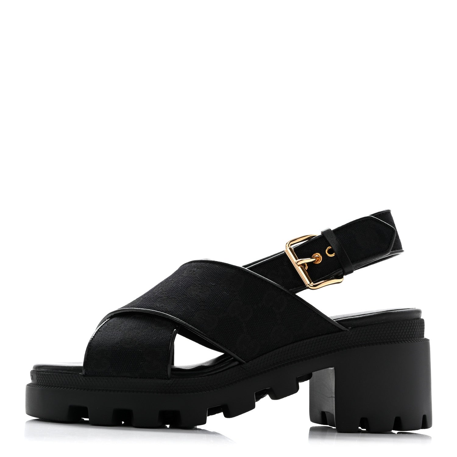 Gucci Monogram Granada Kid Trip 40/72mm Lug Sole Sandals 38 Black 1 of 9
