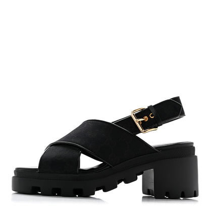 Gucci Monogram Granada Kid Trip 40/72mm Lug Sole Sandals 38 Black 1 of 9