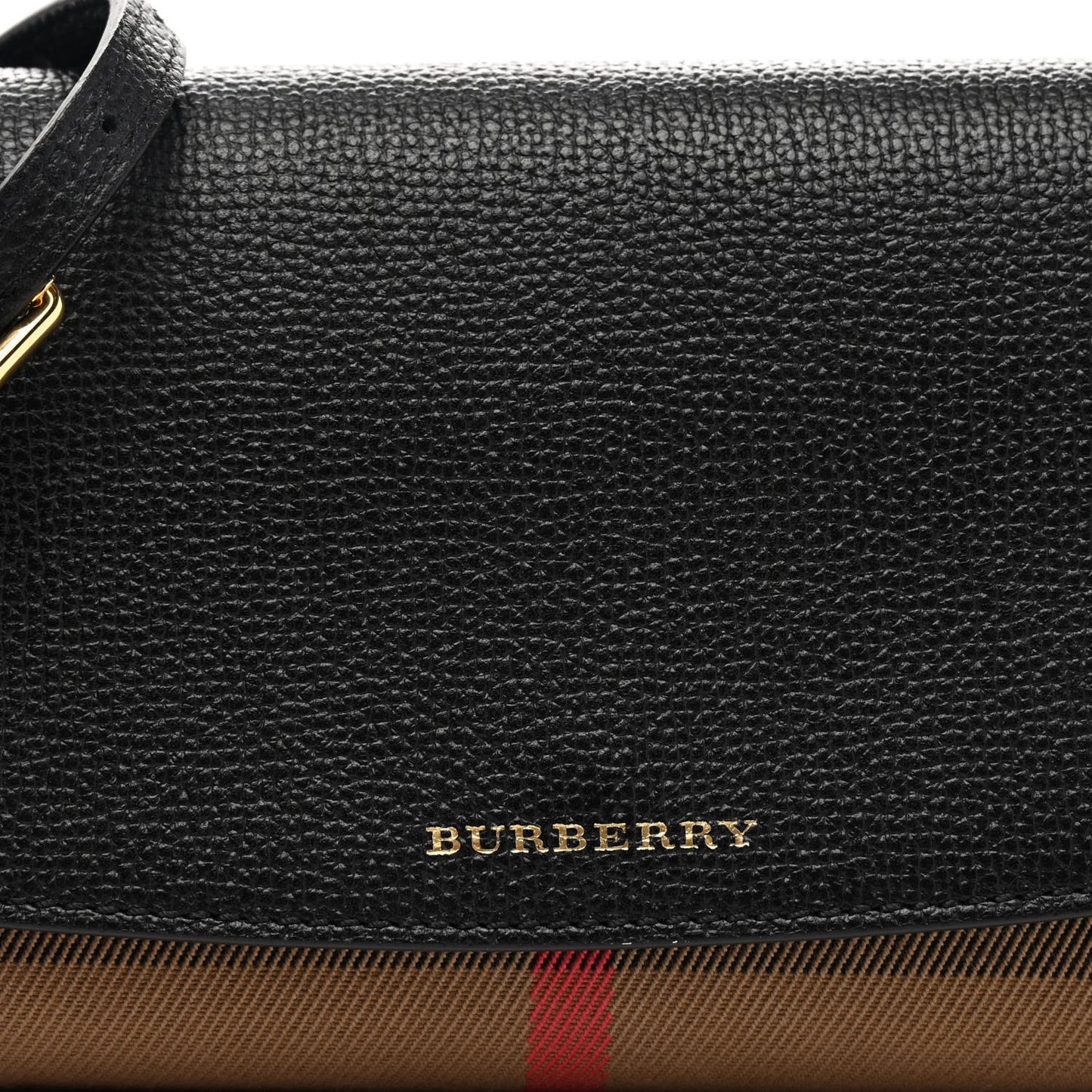 Grainy Calfskin House Check Henley Wallet On Chain Black