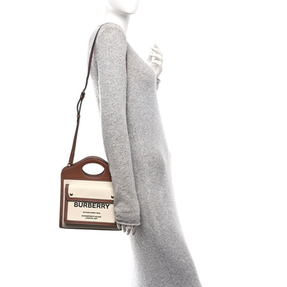 Burberry Canvas Smooth Calfskin Two Tone Mini Pocket Bag Natural Malt Brown 2 of 10