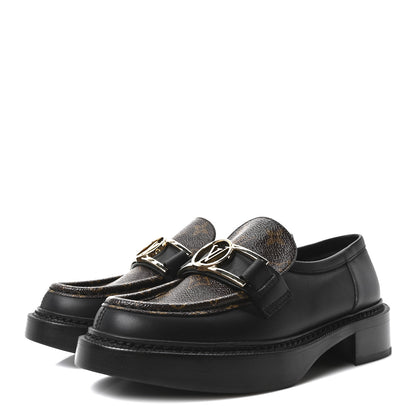Louis Vuitton Monogram Calfskin Academy Loafers 36.5 Black 4 of 8