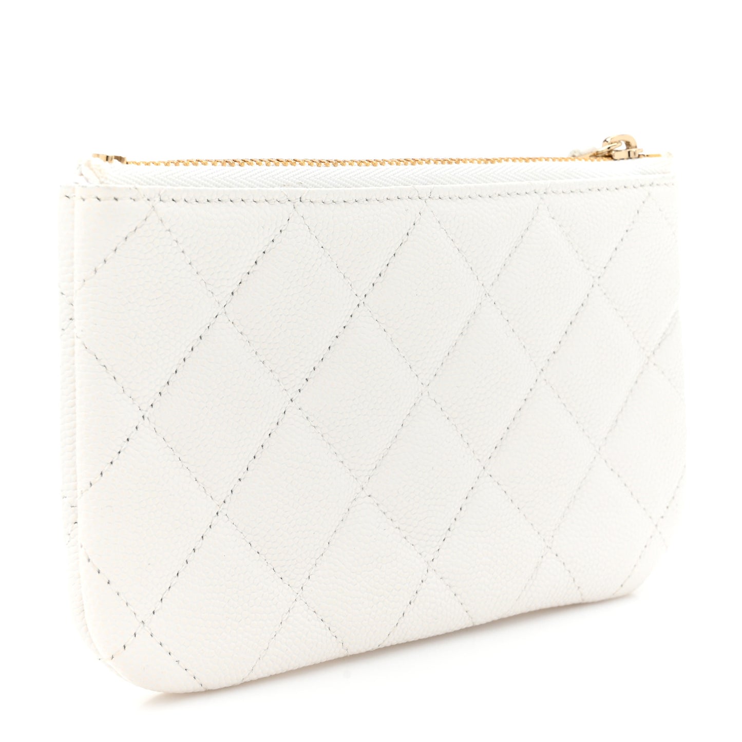 Caviar Quilted Small Pouch White