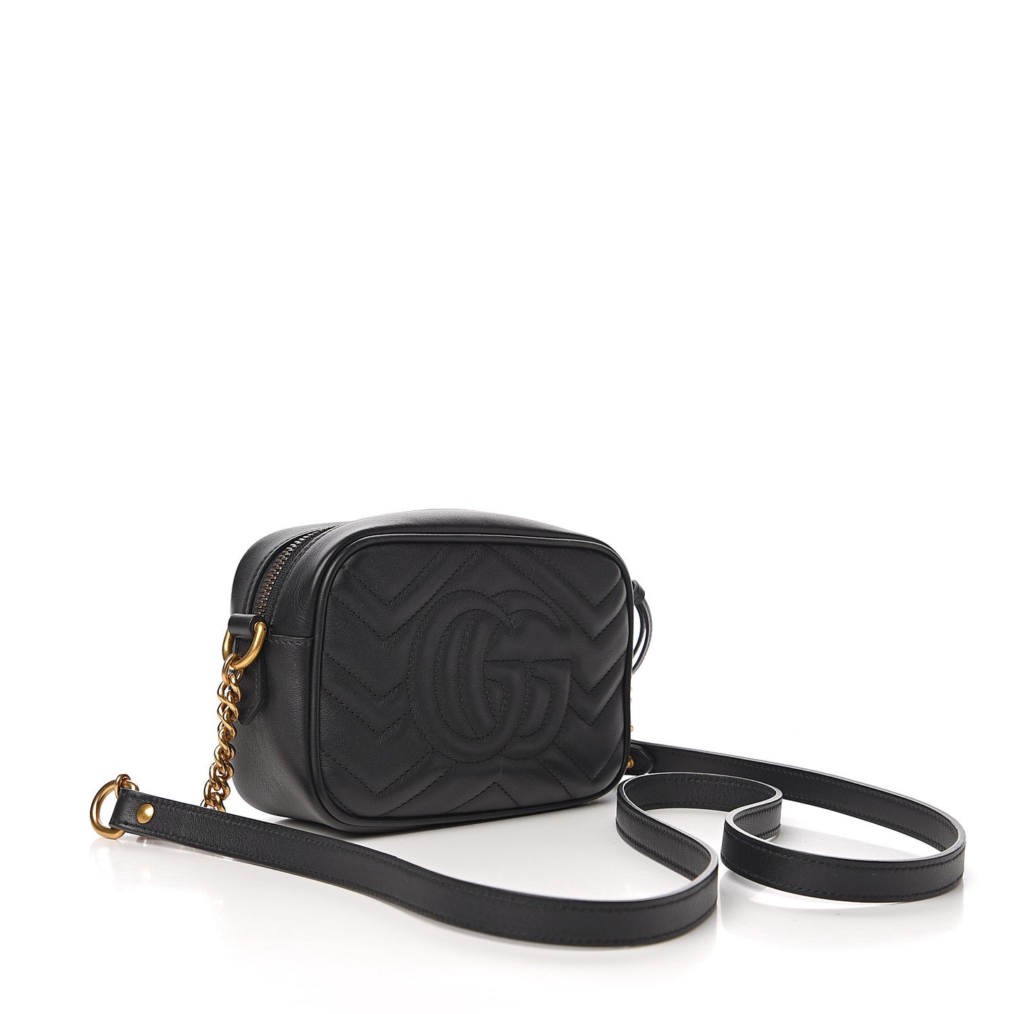 Calfskin Matelasse Mini GG Marmont Chain Shoulder Bag Black