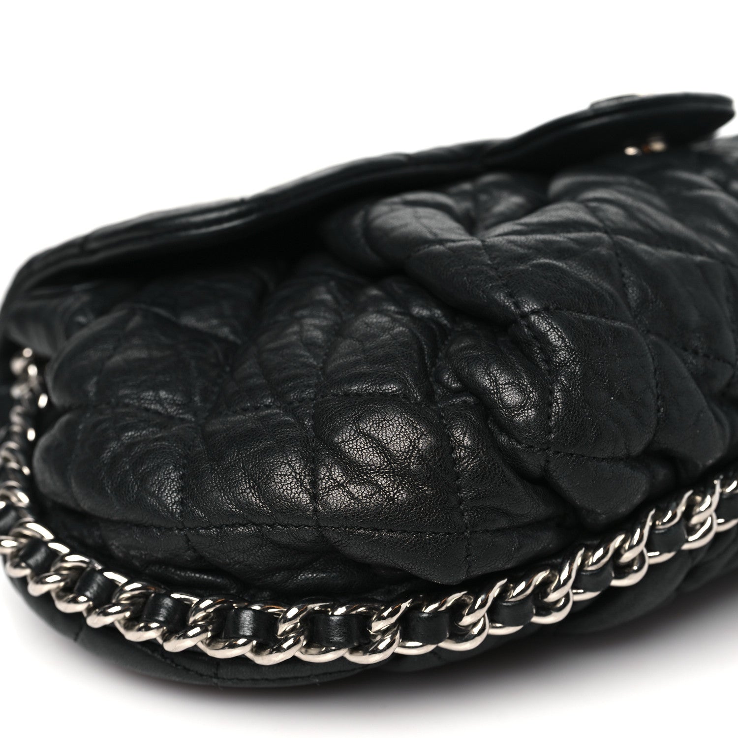 Chanel Washed Lambskin Quilted Medium Chain Around Messenger Black 9 of 10