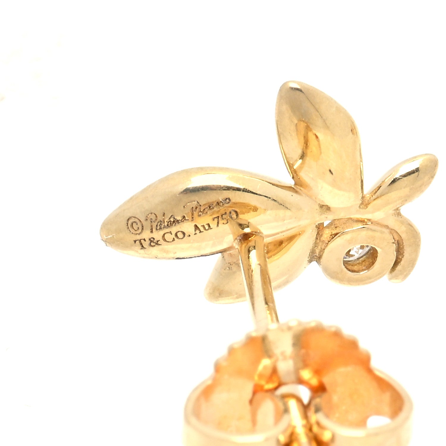 Tiffany 18K Yellow Gold Diamond Paloma Picasso Olive Leaf Earrings 5 of 6