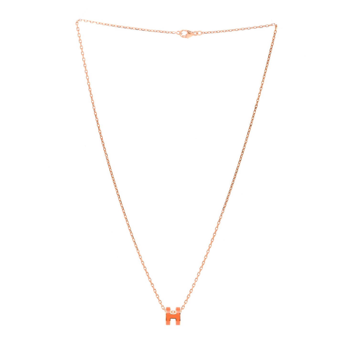 Lacquered Rose Gold Mini Pop H Pendant Necklace Orange