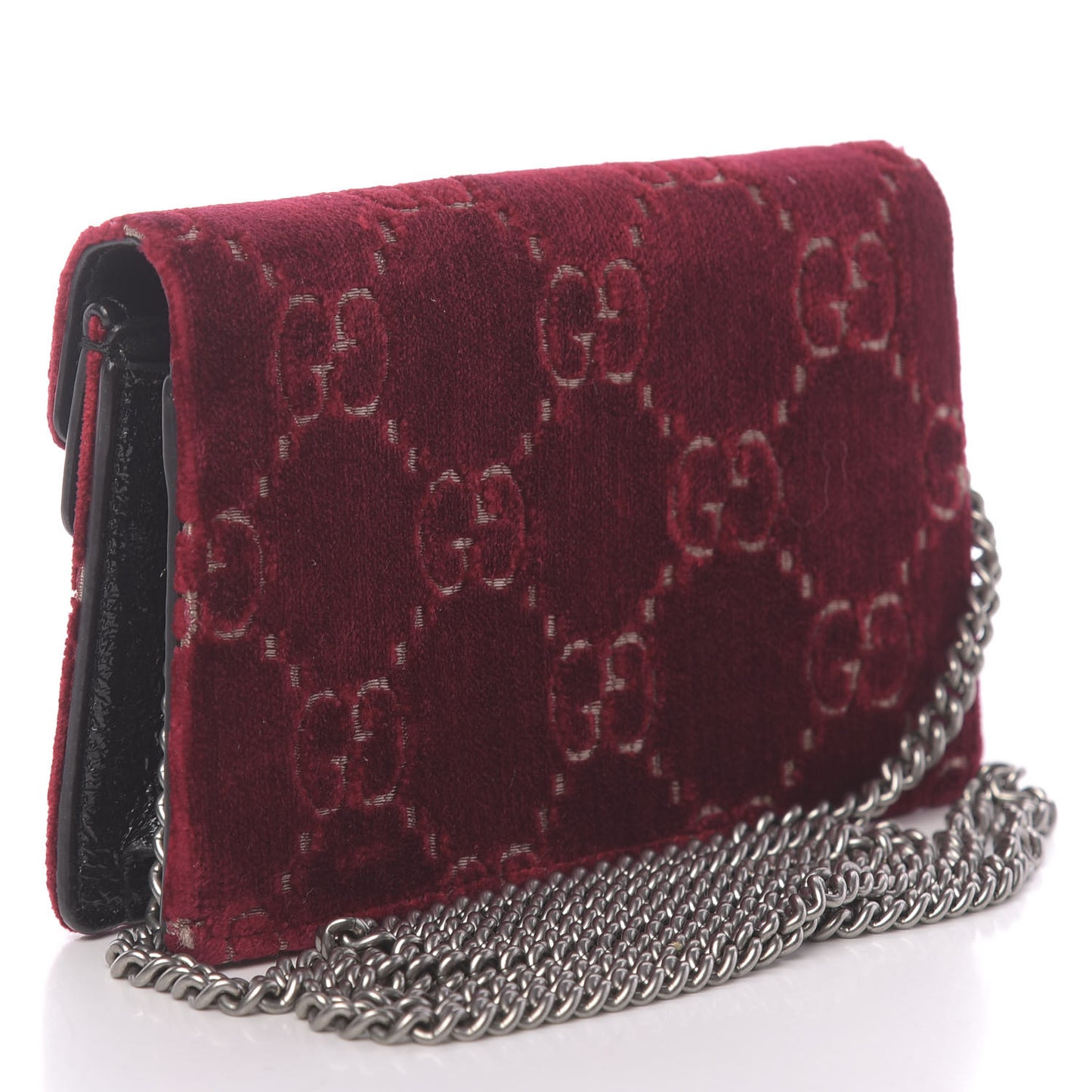 Velvet GG Monogram Super Mini Dionysus Shoulder Bag Red Cipria Black