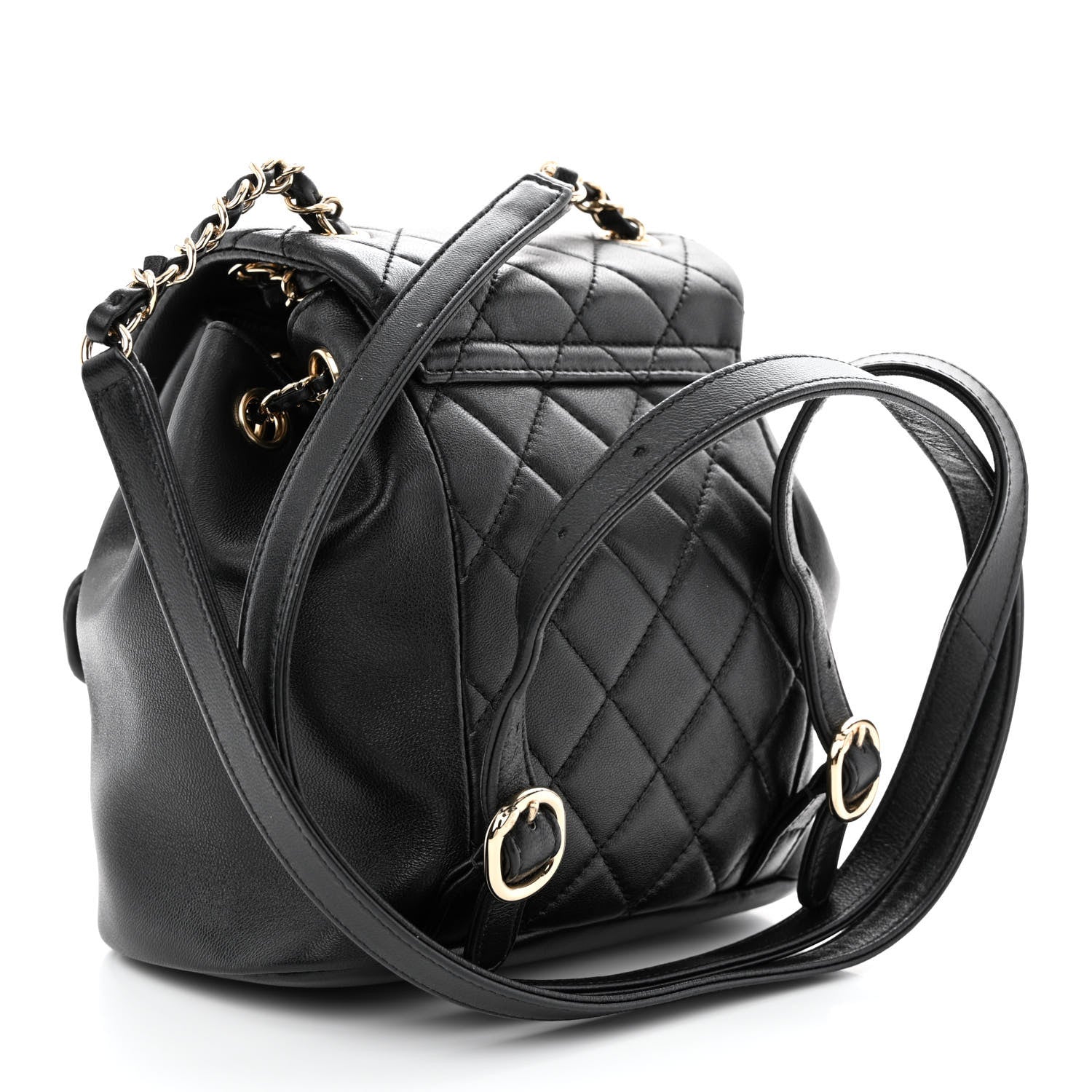 Chanel Lambskin Quilted Small Duma Drawstring Backpack Black 3 of 11