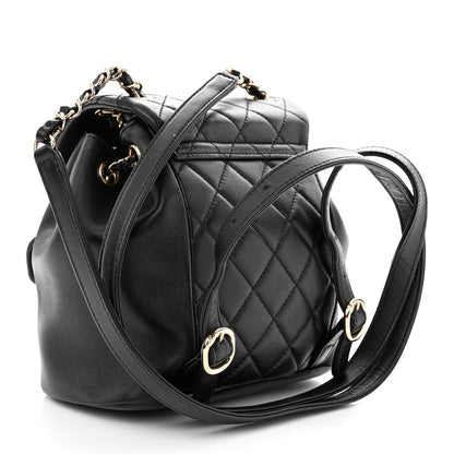 Chanel Lambskin Quilted Small Duma Drawstring Backpack Black 3 of 11