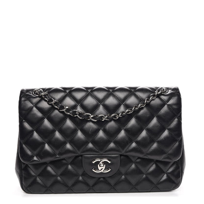 Chanel Lambskin Quilted Jumbo Double Flap Black 1 of 12