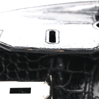 Hermes Shiny Porosus Crocodile Birkin 35 Black 12 of 14
