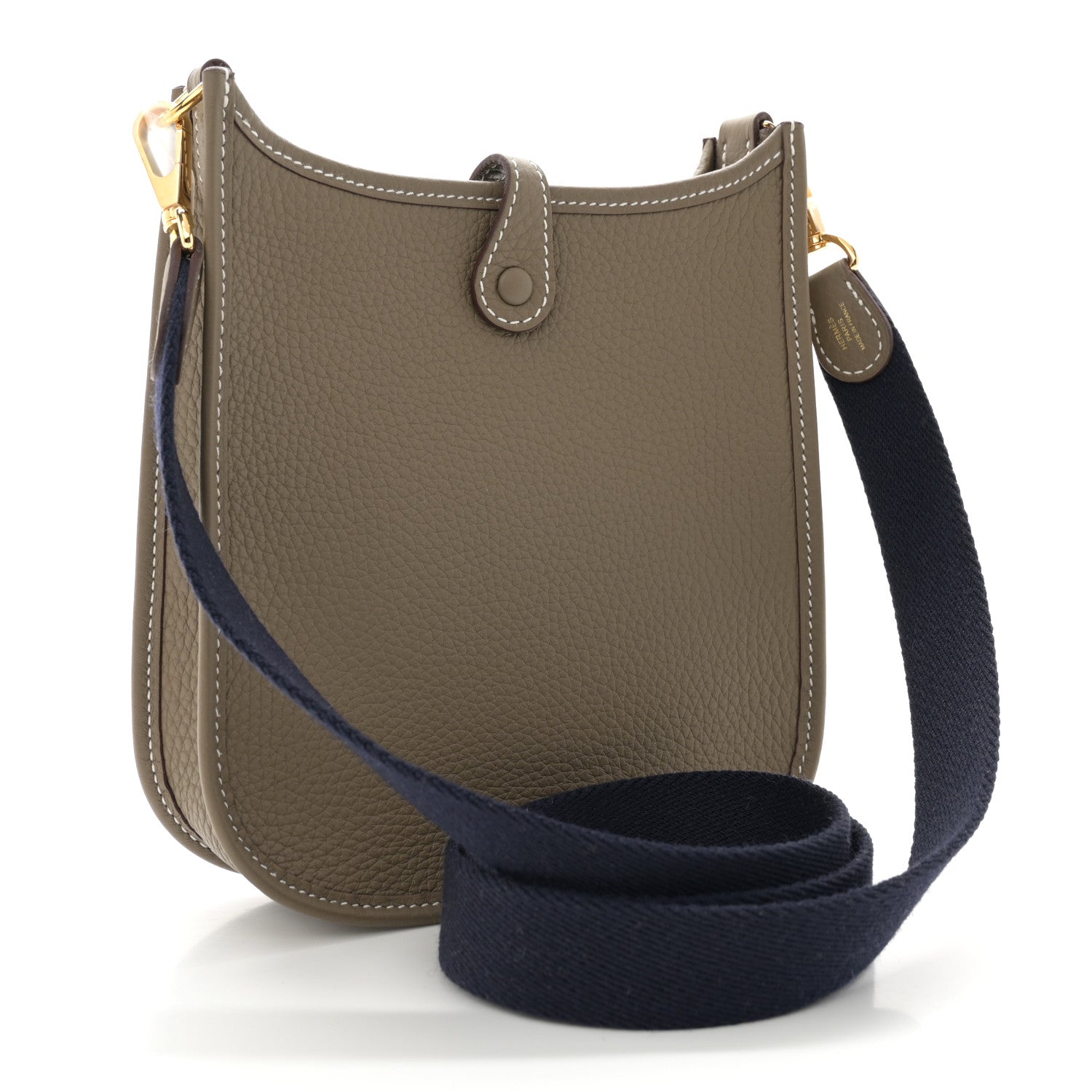 Hermes Taurillon Clemence Amazone Evelyne TPM Etoupe Bleu Indigo 3 of 11