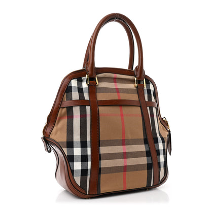 Burberry Bridle Calfskin House Check Medium Orchard Bowling Bag Dark Tan 3 of 13