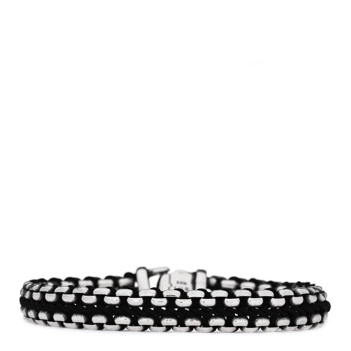 Sterling Silver Woven Box Chain Bracelet Black