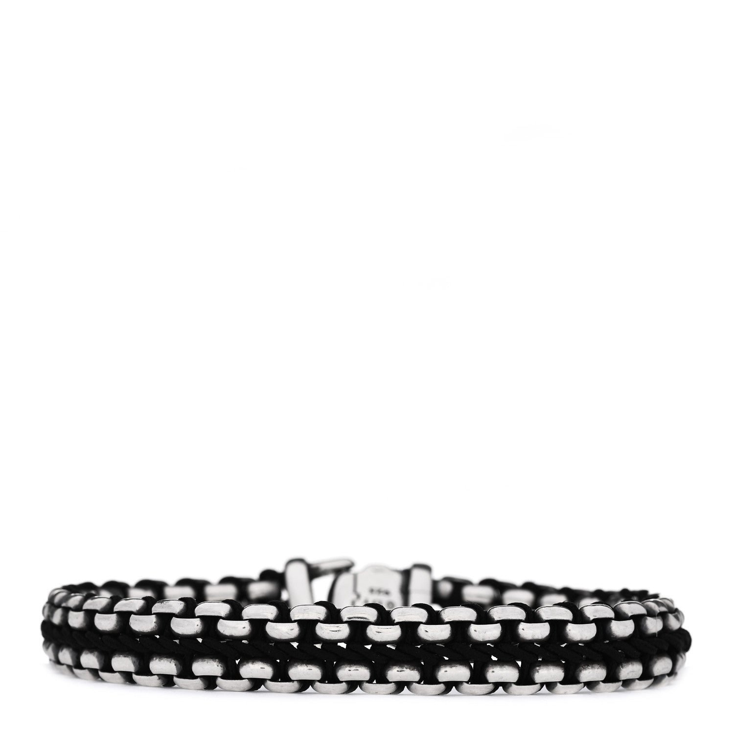David Yurman Sterling Silver Woven Box Chain Bracelet Black 2 of 4